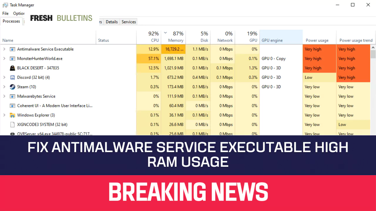 Antimalware Service Executable High RAM Usage